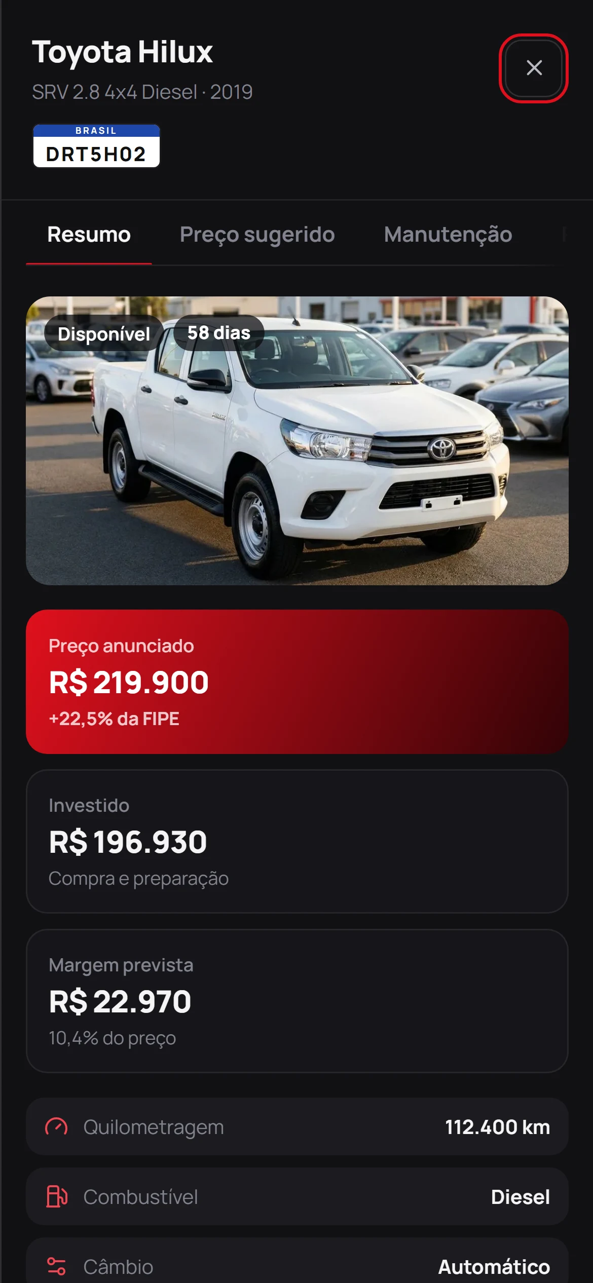 Ficha no celular