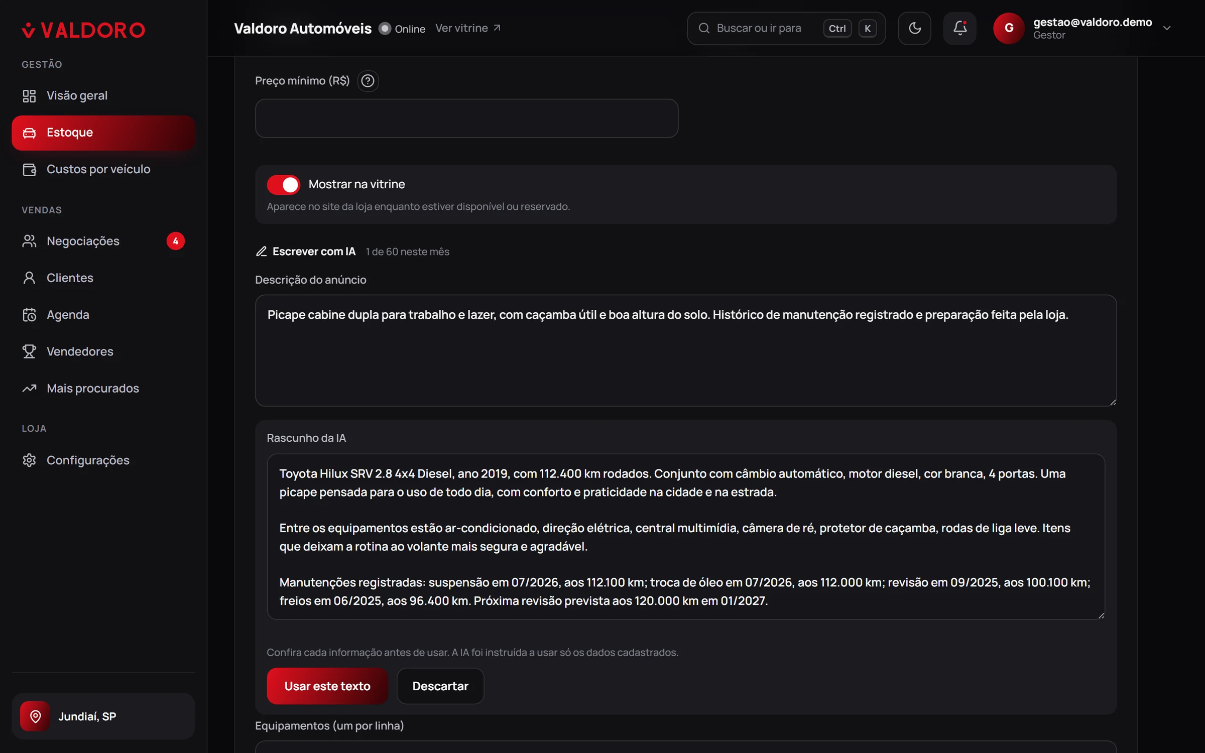 Rascunho de descrição