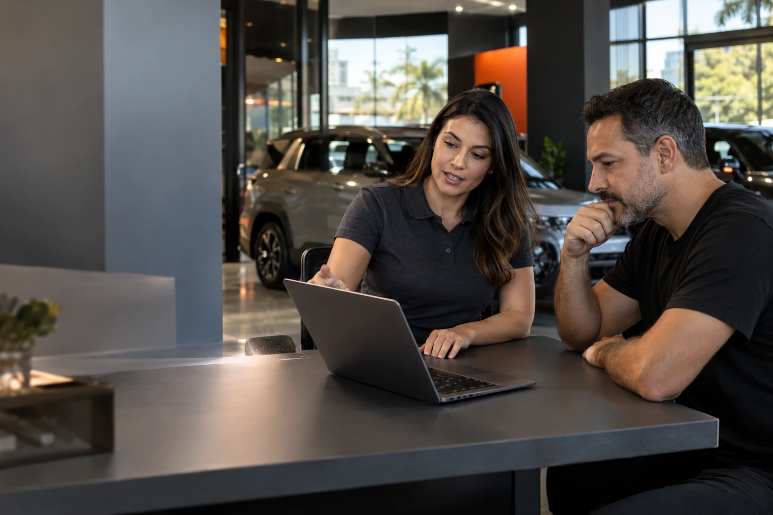Equipe consultando informações durante um atendimento